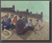 Fish and Chips on the beach. Whitstable 100x120cm old